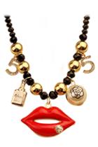 Romwe Sexy Red Lip Pendant Necklace