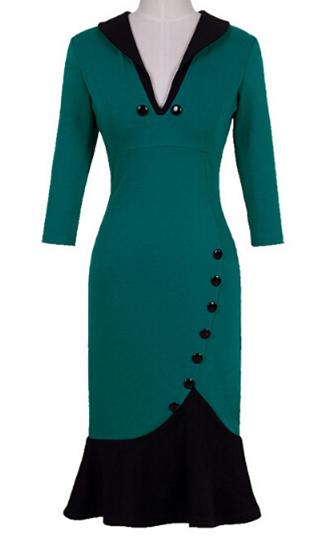 Romwe V Neck Buttons Flouncing Dress
