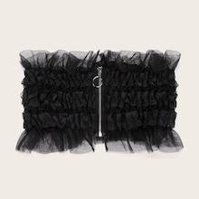 Romwe Zipper Detail Shirred Corset