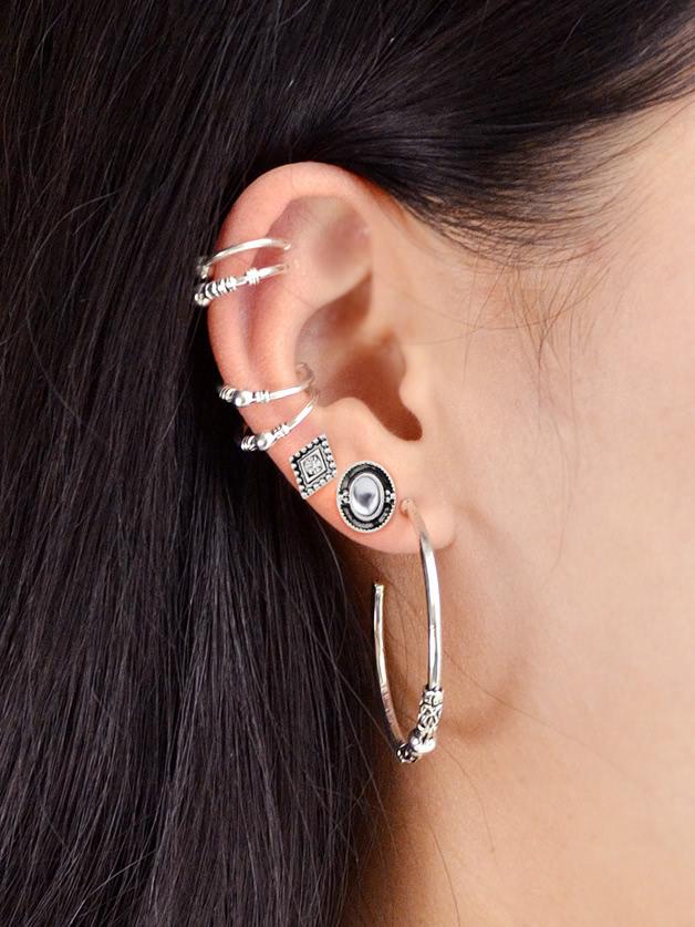 Romwe 7pcs/set Boho Chic Indian Jewerly Ethnic Geometric Stud Earrings