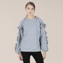 Romwe Ruffle Sleeve Drop Shoulder Hoodie