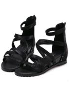 Romwe Black Crisscross Straps Sandals
