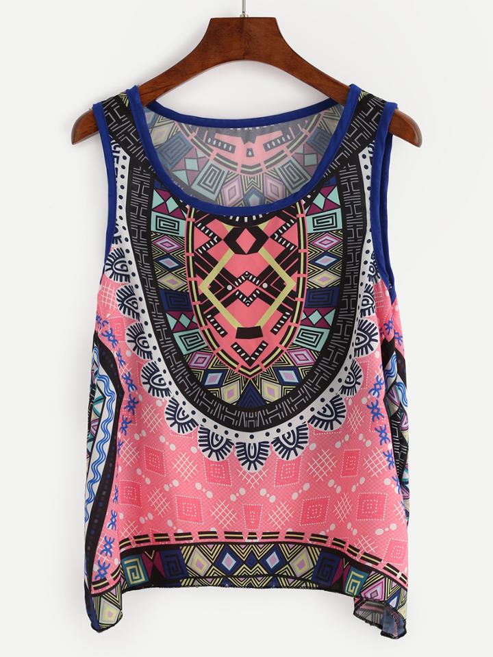 Romwe Multicolor Tribal Print Tank Top