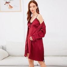 Romwe Contrast Binding Cami Dress With Robe