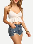 Romwe V-neck Tied Crop Peplum Cami