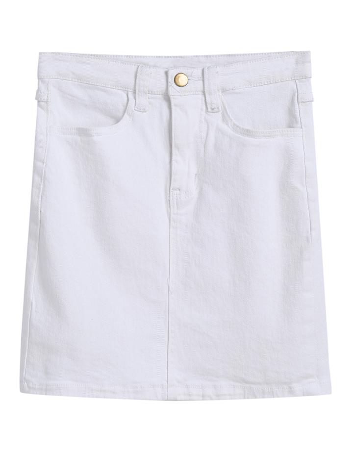 Romwe With Button Denim Bodycon White Skirt