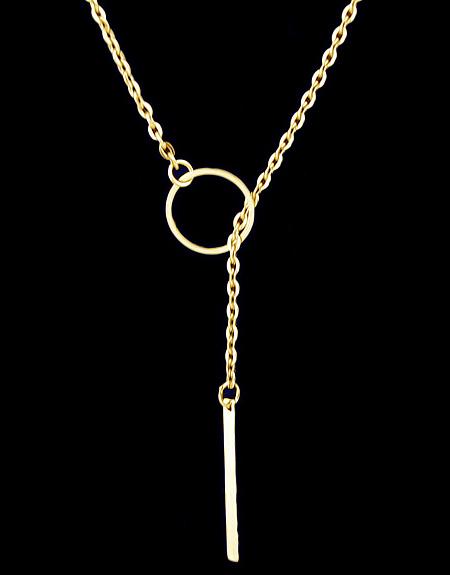 Romwe Gold Hole In One Necklace