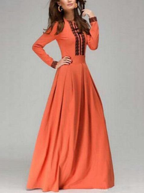 Romwe Round Neck Maxi Dress