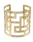 Romwe Gold Plated Maze Shaped Metal Cuff Bracelet Blanks