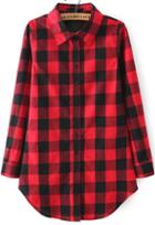 Romwe Red Lapel Long Sleeve Plaid Loose Blouse