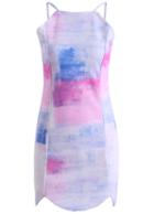 Romwe Spaghetti Strap Patchwork Bodycon Dress