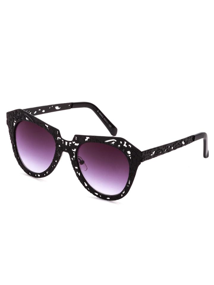 Romwe Black Hollow Frame Geometric Sunglasses