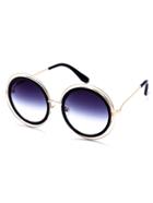Romwe Gold Frame Purple Round Lens Sunglasses