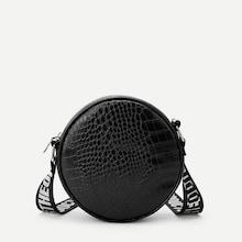 Romwe Crocodile Pattern Round Crossbody Bag