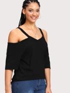 Romwe Cold Shoulder Tee