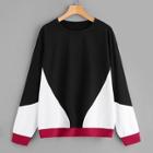 Romwe Plus Color-block Drop Shoulder Sweatshirt