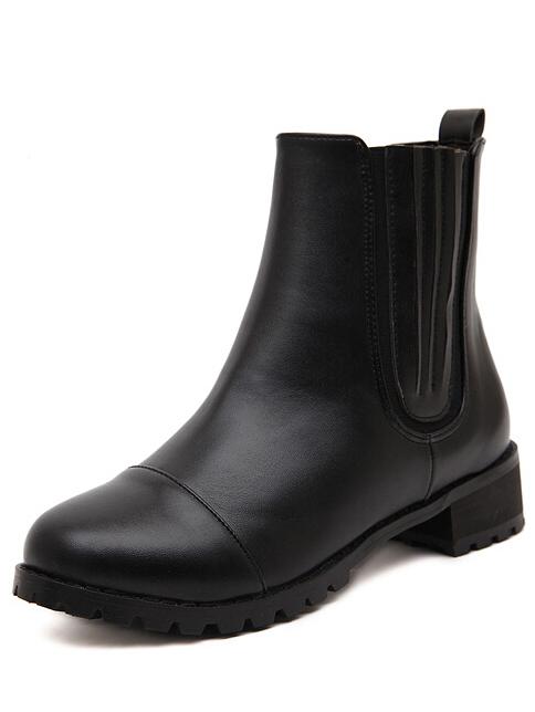 Romwe Black Round Top Pu Boots