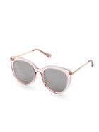 Romwe Pink Frame Grey Lens Cat Eye Sunglasses