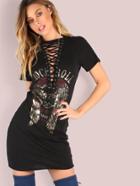 Romwe Lace Up Rock N' Roll Dress