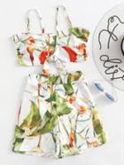 Romwe All Over Botanical Print Knotted Cami Top With Shorts