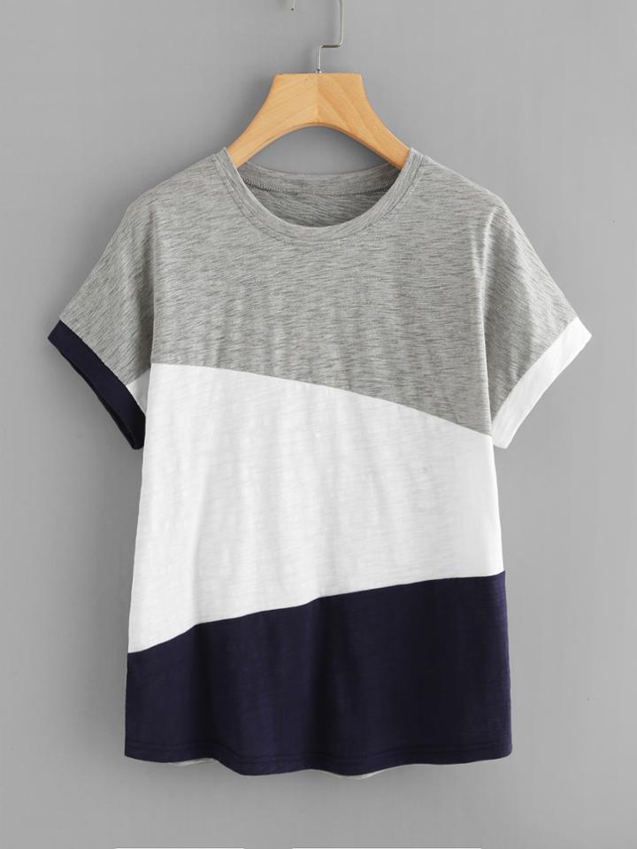 Romwe Cut And Sew Tee