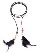 Romwe Black Bohemia Feather Adjustable String Necklace