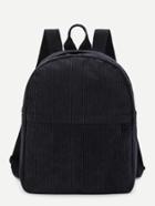 Romwe Front Pocket Corduroy Backpack