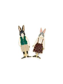 Romwe Cartoon Rabbit Design Brooch Set