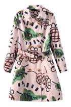 Romwe Belted Floral Print Coat