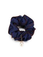 Romwe Ruffle Hair Scrunchie With Faux Pearl