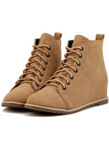 Romwe Yellow Lace-up Within Higher Boots
