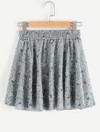 Romwe Ditsy Print Random Shirred Waist Skirt