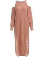 Romwe Open Shoulder Ripped Shift Dress