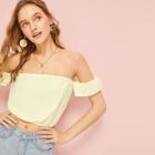 Romwe Off The Shoulder Solid Crop Blouse