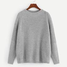 Romwe Plus Raglan Sleeve Round Neck Jumper