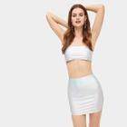 Romwe Crop Tube Top With Skirt