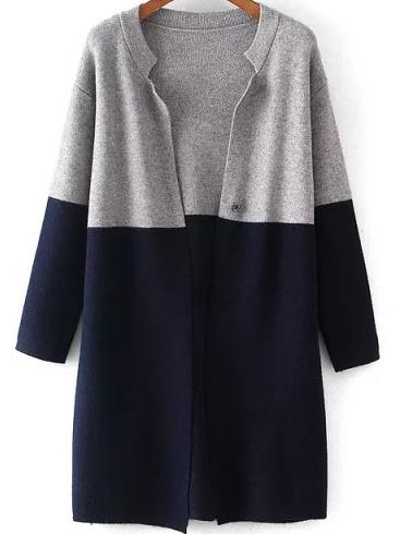 Romwe Stand Collar Navy Cardigan