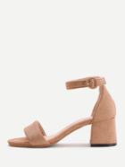 Romwe Brown Tow Part Block Heel Sandals