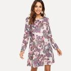 Romwe Ornate Print Round Neck Dress