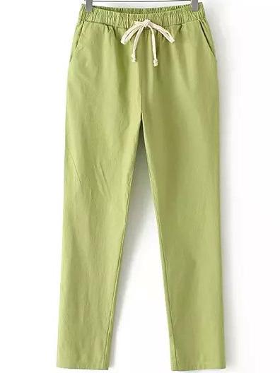 Romwe Drawstring Harem Green Pant