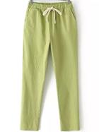 Romwe Drawstring Harem Green Pant