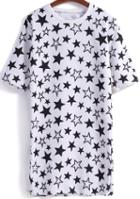 Romwe Half Sleeve Star Print Loose Dress