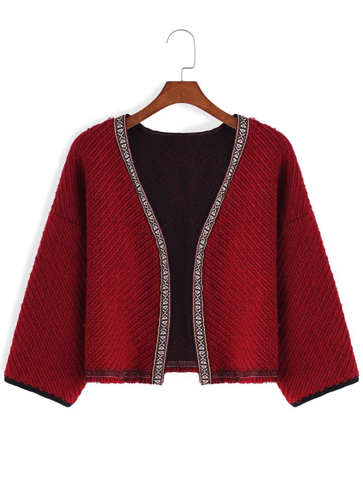Romwe Open Front Crop Coat