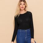 Romwe Scallop Neck Knit Jumper