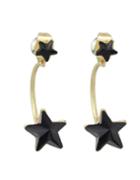 Romwe Beautiful Black Rhinestone Stud Star Earrings