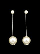Romwe Silver Pearl Bridal Drop Earrings