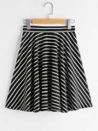Romwe Striped Swing Skirt