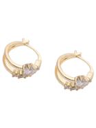 Romwe Golden Zircon Geometric Earrings