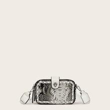 Romwe Chain Detail Snakeskin Print Crossbody Bag