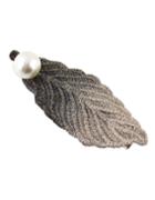 Romwe Alloy Gray Plated Imitation Pearl Big Leaf Hair Pin